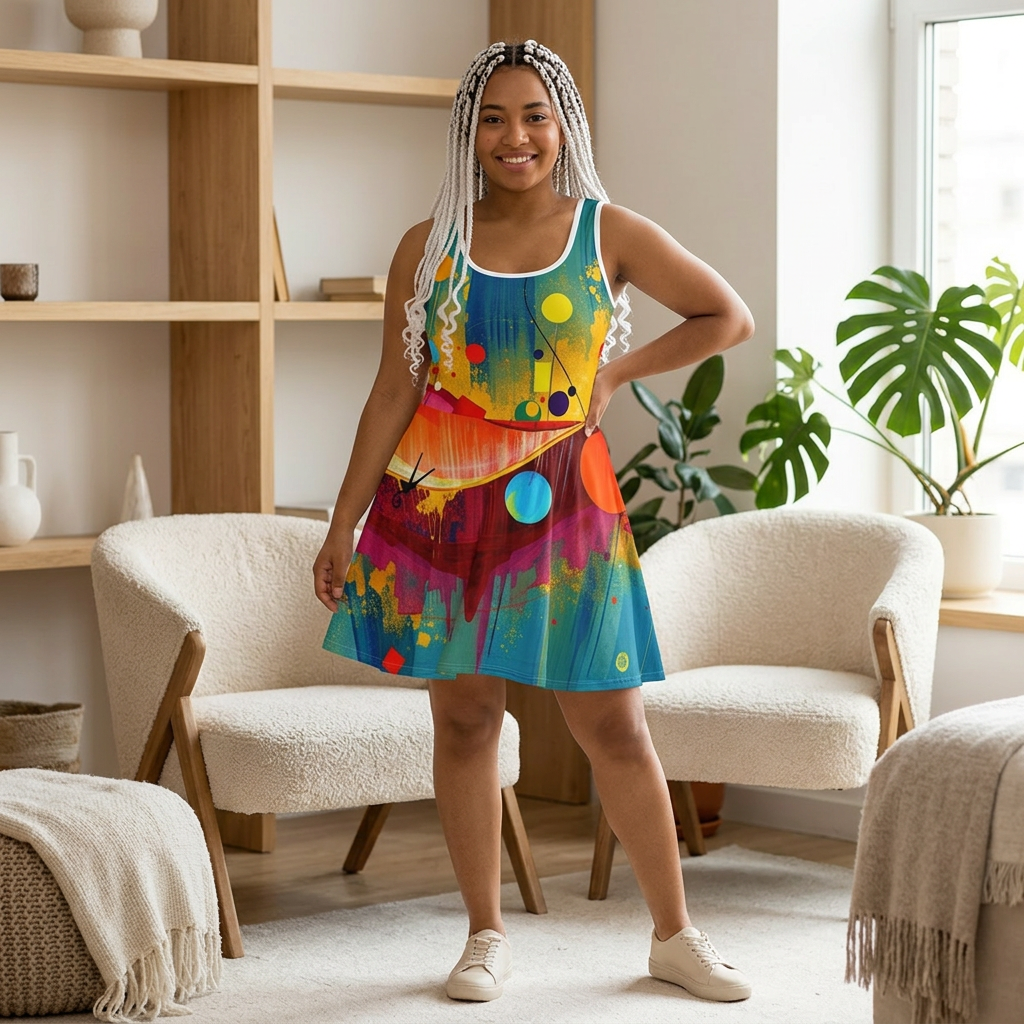 Colorful Abstract Circles Dress | Girls Sleeveless Sundress product thumbnail image