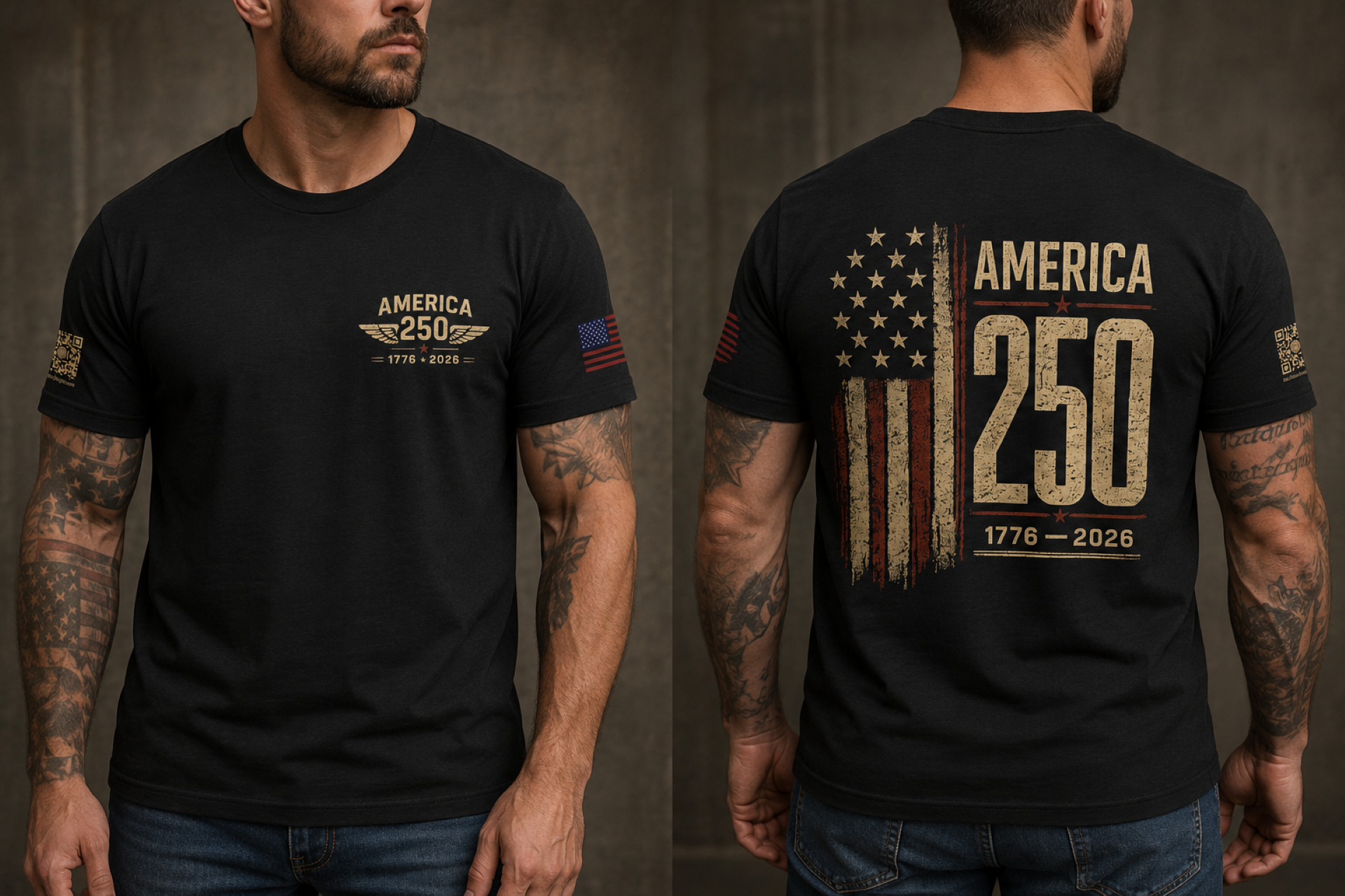 America 250 T-Shirt – 1776–2026 Patriotic Flag Tee