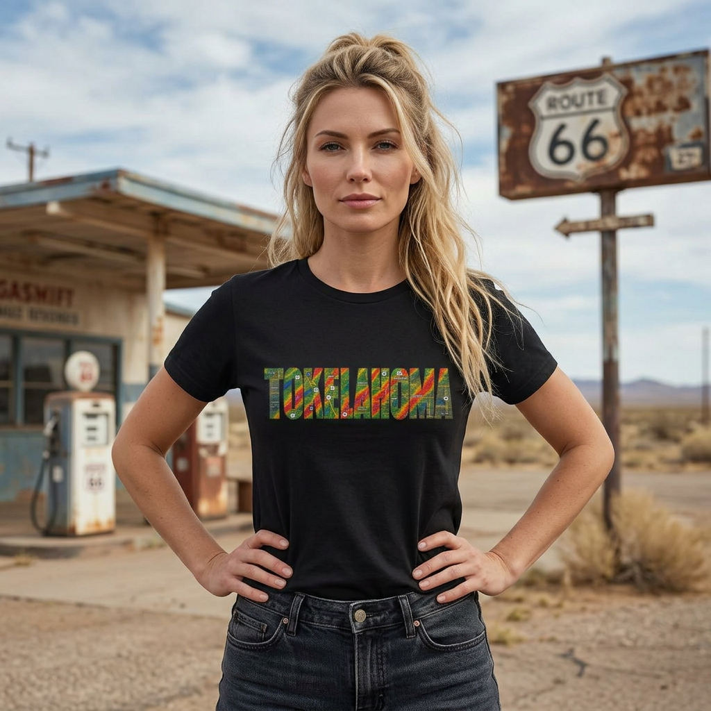 TOKELAHOMA Radar Map Tee | Oklahoma Weather Shirt | Route 66 Inspired Graphic Tee product thumbnail image TOKELAHOMA Radar Map Tee | Oklahoma Weather Shirt | Route 66 Inspired Graphic Tee product thumbnail image