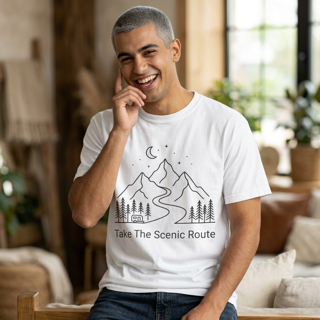 Take The Scenic Route T-Shirt — Mountain Road Camping Graphic Tee product thumbnail image Take The Scenic Route T-Shirt — Mountain Road Camping Graphic Tee product thumbnail image