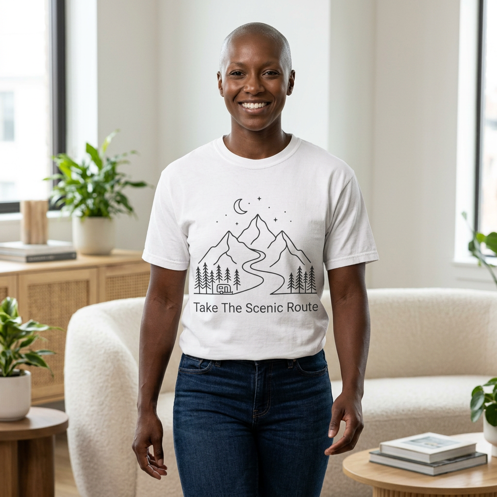 Take The Scenic Route T-Shirt — Mountain Road Camping Graphic Tee product thumbnail image
