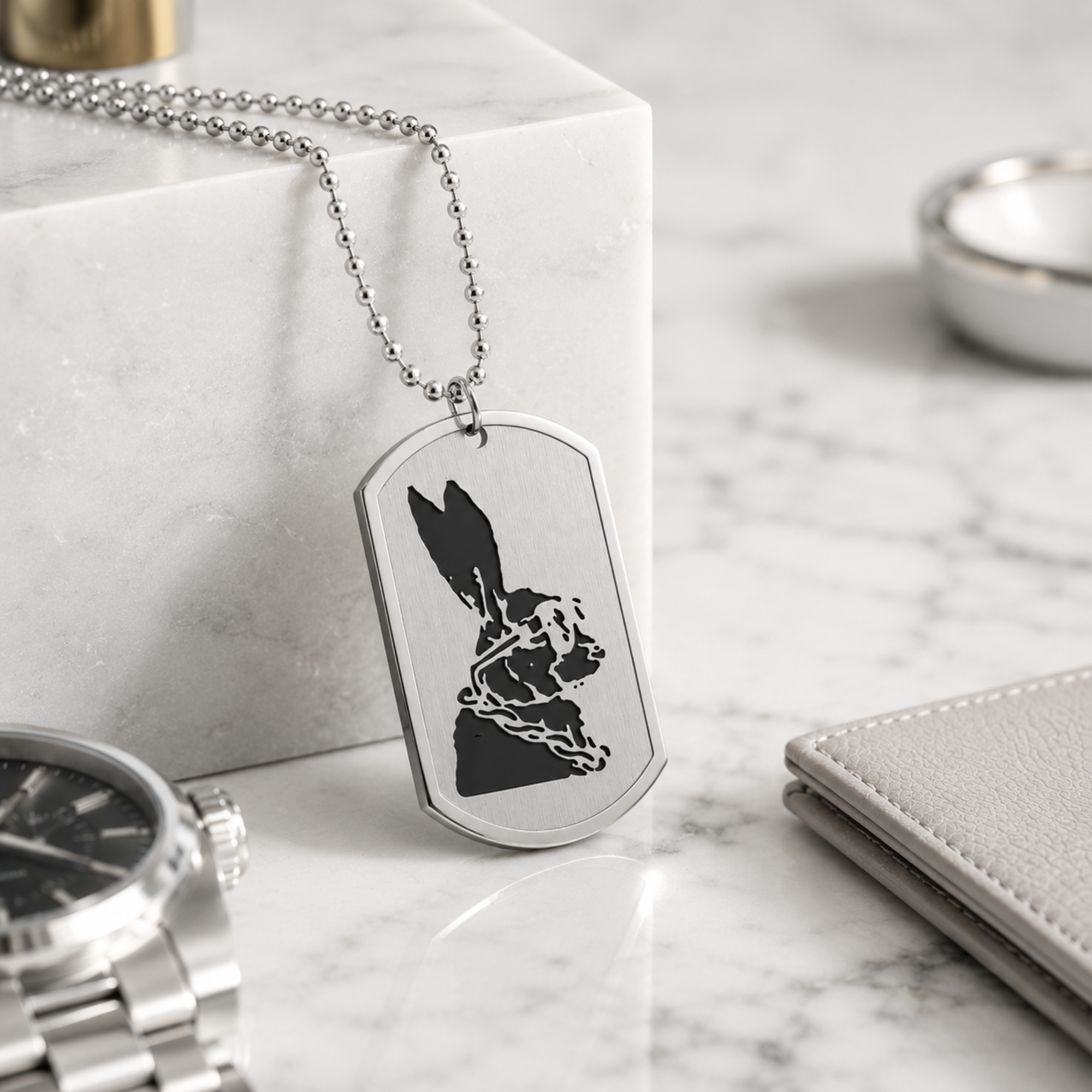 Engraved Dog Tag Necklace product thumbnail image Engraved Dog Tag Necklace product thumbnail image