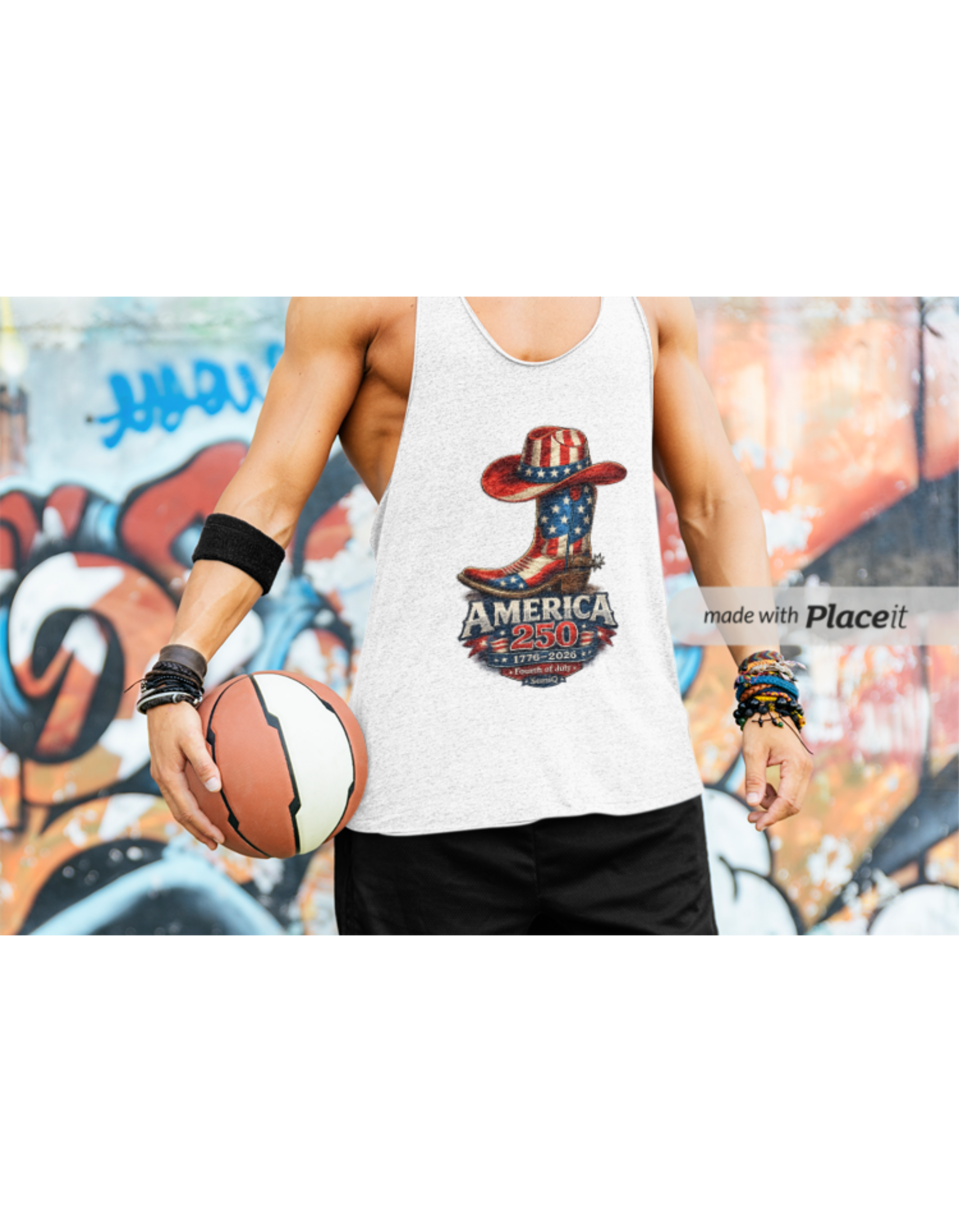  America 250 Unisex Patriotic Cowboy Boot/Hat Graphic Tank Top (1776–2026) product thumbnail image