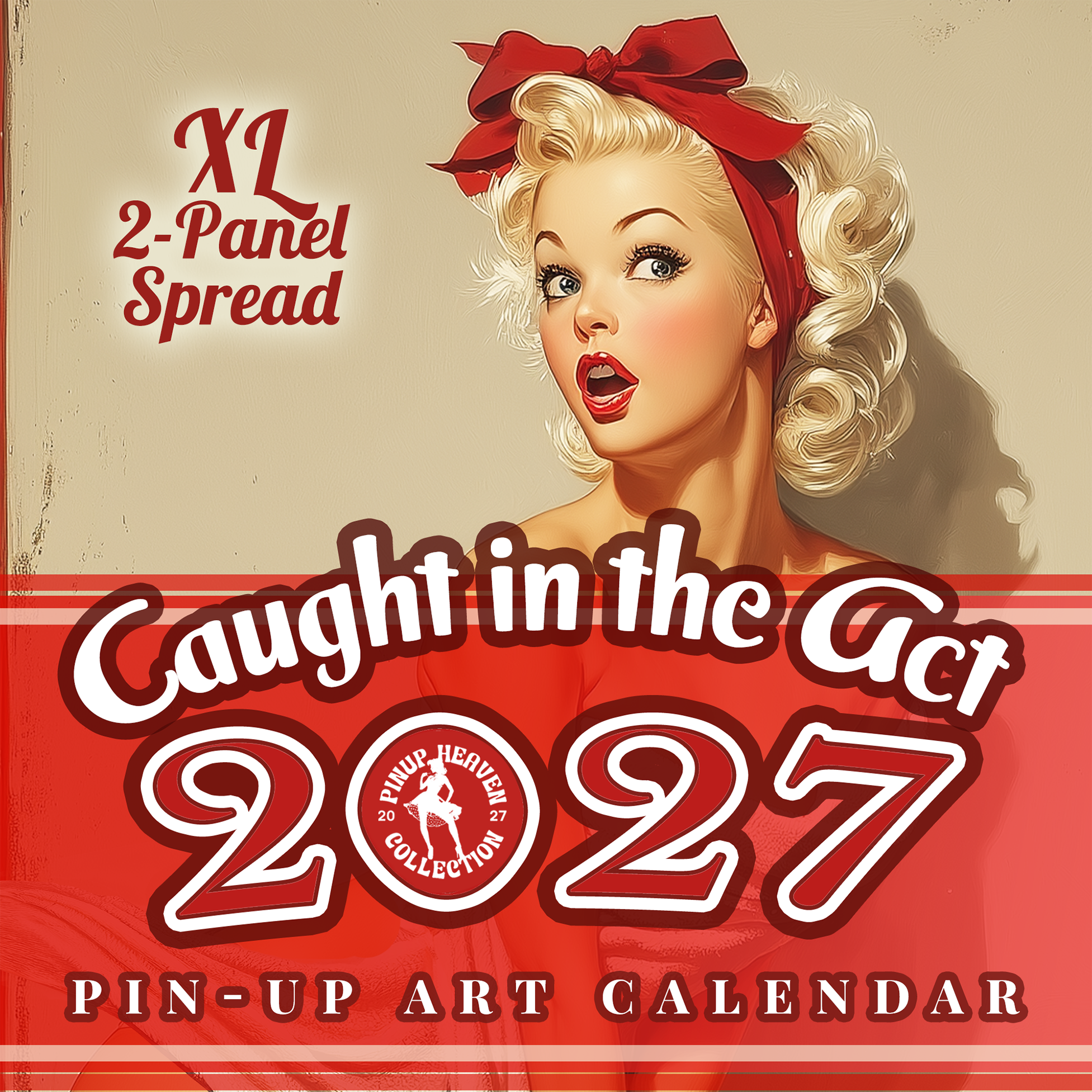 2027 Pin Up Calendar – Caught in the Act XL Gallery Edition, Vintage Norman Rockwell–Inspired Pinup Art, Funny Retro Wall Art Calendar, 2-Panel Artwork Display 2027 Pin Up Calendar – Caught in the Act XL Gallery Edition, Vintage Norman Rockwell–Inspired Pinup Art, Funny Retro Wall Art Calendar, 2-Panel Artwork Display