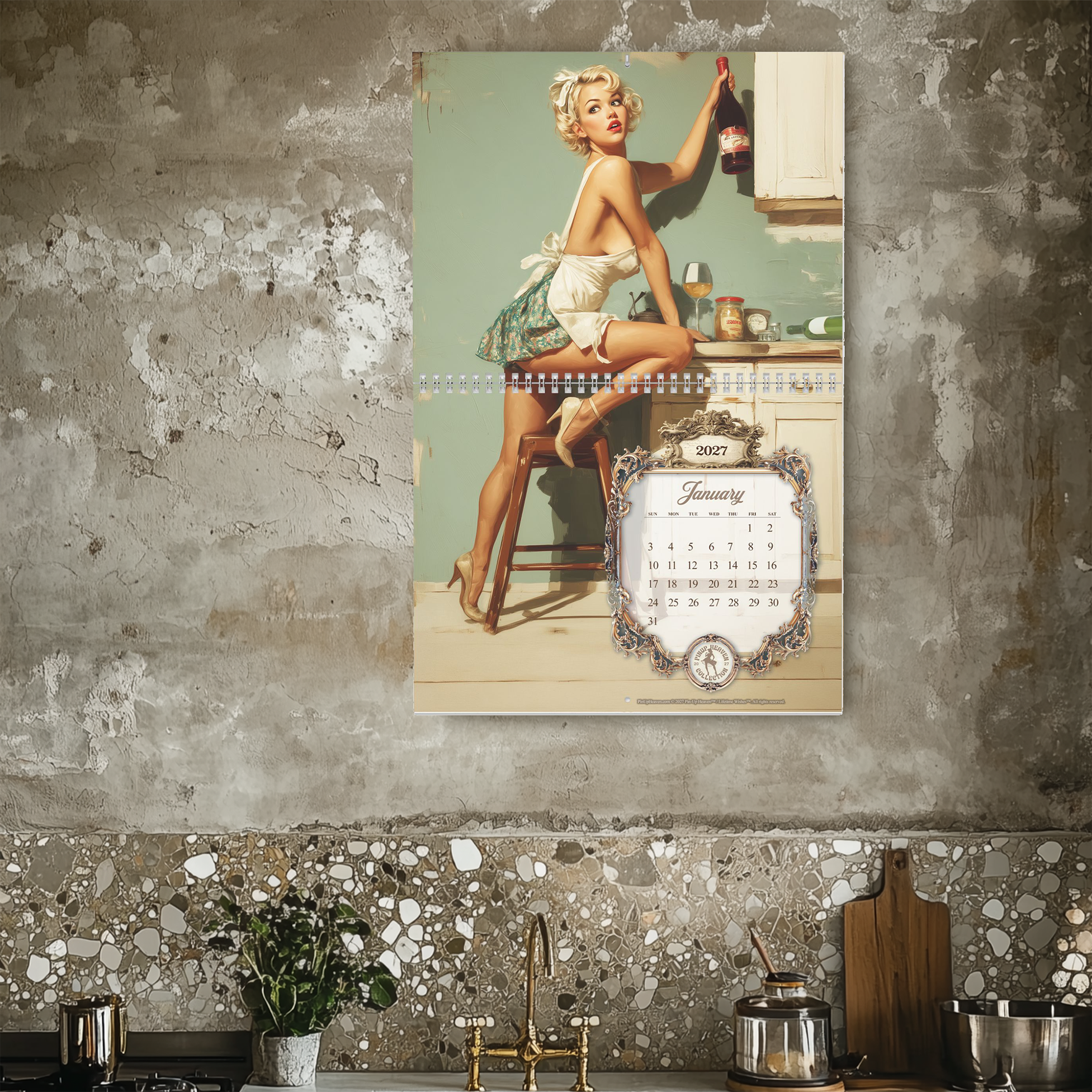 2027 Pin Up Calendar – Caught in the Act XL Gallery Edition, Vintage Norman Rockwell–Inspired Pinup Art, Funny Retro Wall Art Calendar, 2-Panel Artwork Display product thumbnail image 2027 Pin Up Calendar – Caught in the Act XL Gallery Edition, Vintage Norman Rockwell–Inspired Pinup Art, Funny Retro Wall Art Calendar, 2-Panel Artwork Display product thumbnail image