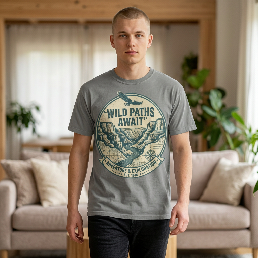 Wild Paths Await T-Shirt — Adventure &amp; Exploration Graphic Tee
