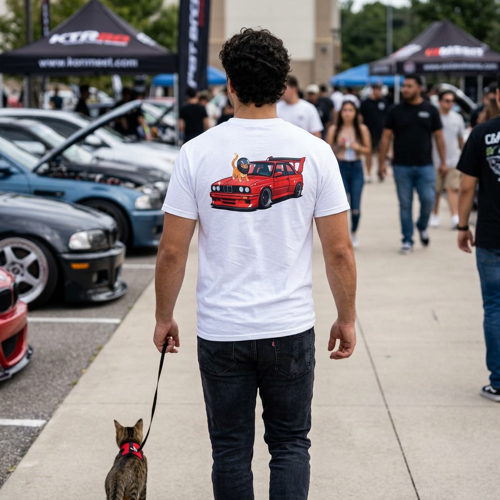 Red Retro BMW with Cat Graphic product thumbnail image
