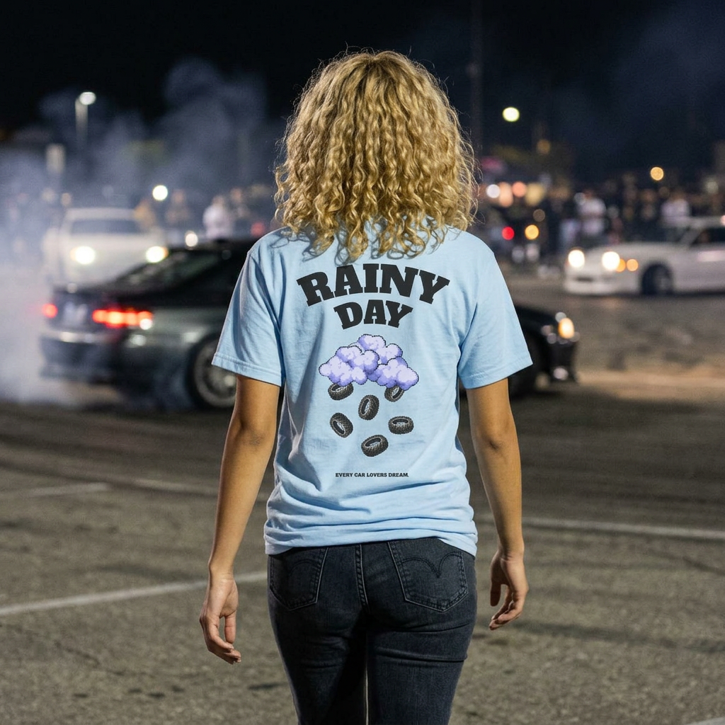 Rainy Day Drifting Tee — Cloud &amp; tyres Graphic T-Shirt product thumbnail image