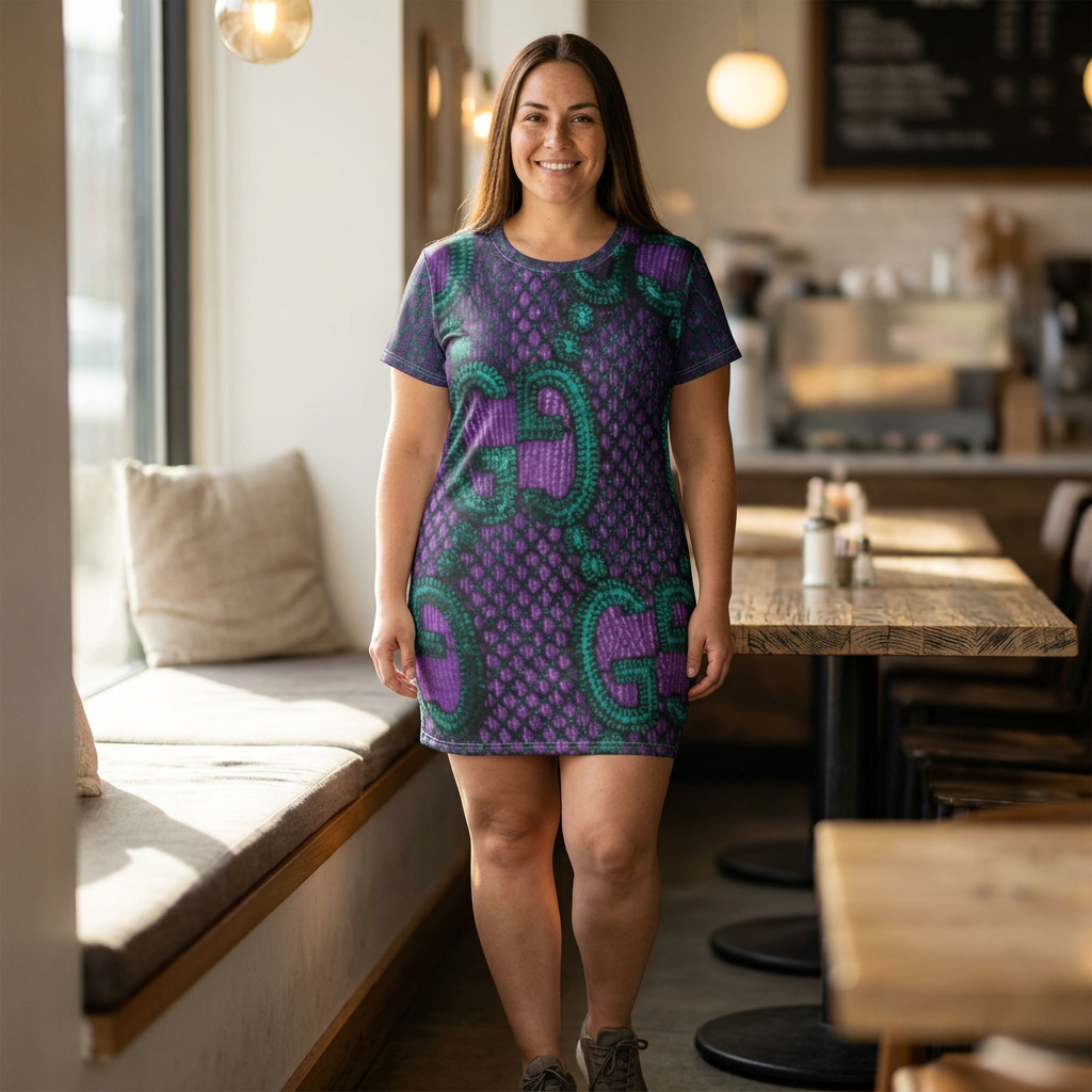 Beautiful Mosaic T-Shirt Dress — Casual Summer Dress product thumbnail image Beautiful Mosaic T-Shirt Dress — Casual Summer Dress product thumbnail image
