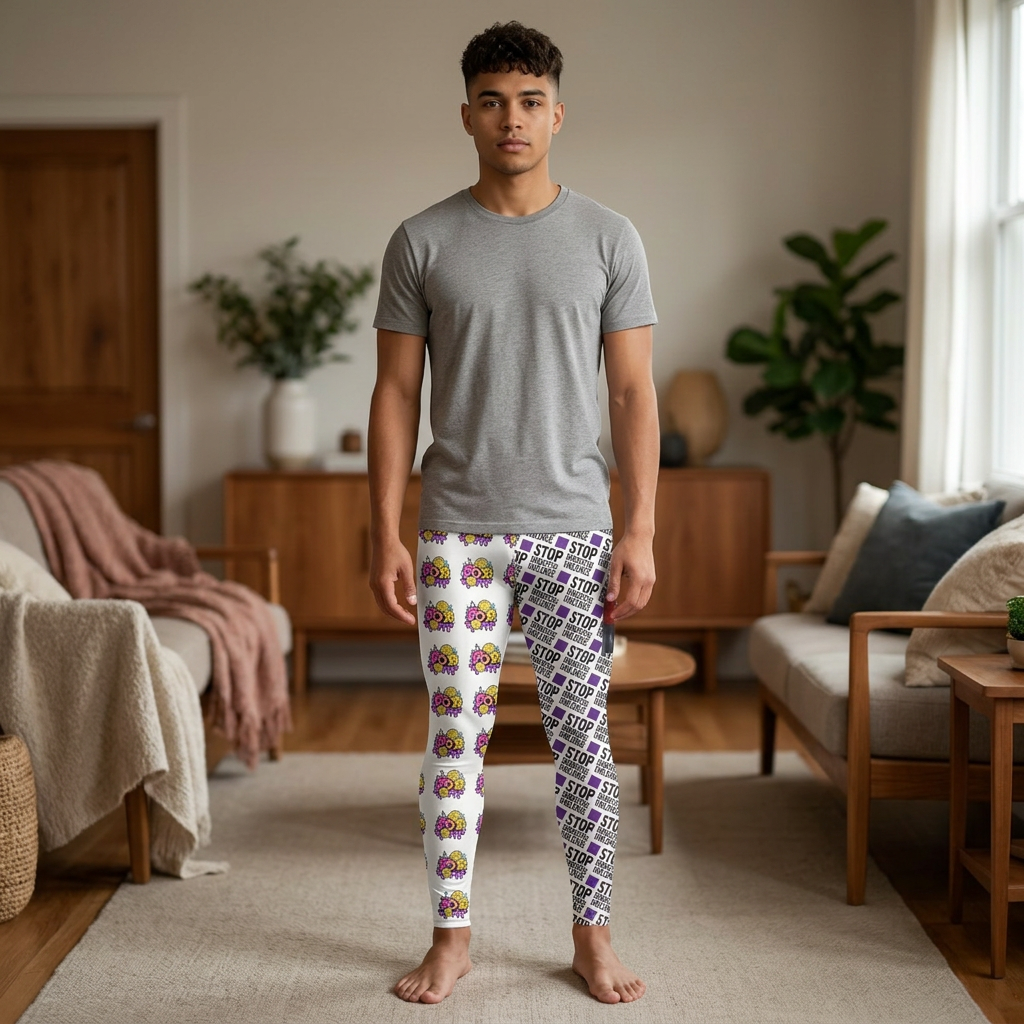 Stop PDx Pattern Women's Leggings — Playful Pop Art Stretch Leggings product thumbnail image