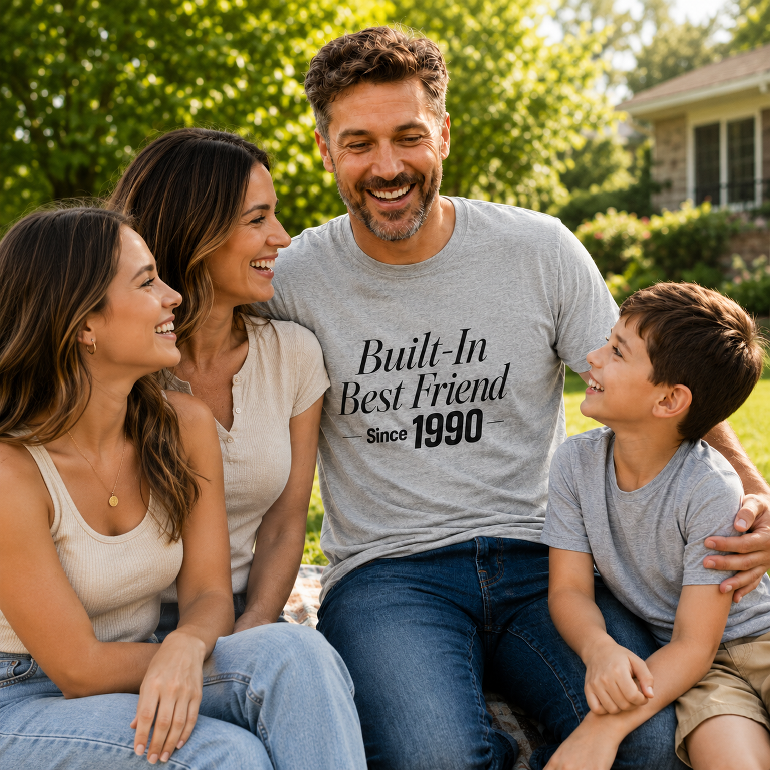 Personalized Father's Day Shirt, Custom Dad T-Shirt, Built-In Best Friend Since Year, Gift from Kids, Dad Birthday Gift product thumbnail image