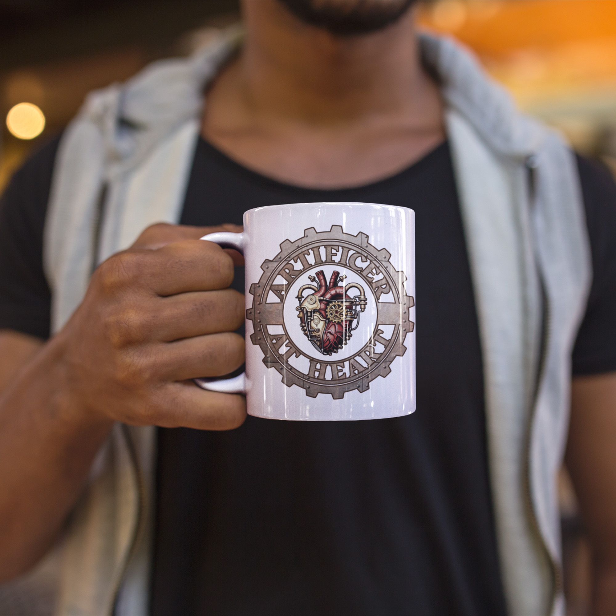 Artificer at Heart Ceramic Mug | Steampunk | Tabletop Game Accessories | DnD Coffee | RPG D&D gifts for him her | Fantasy Art | Ai Art image 4