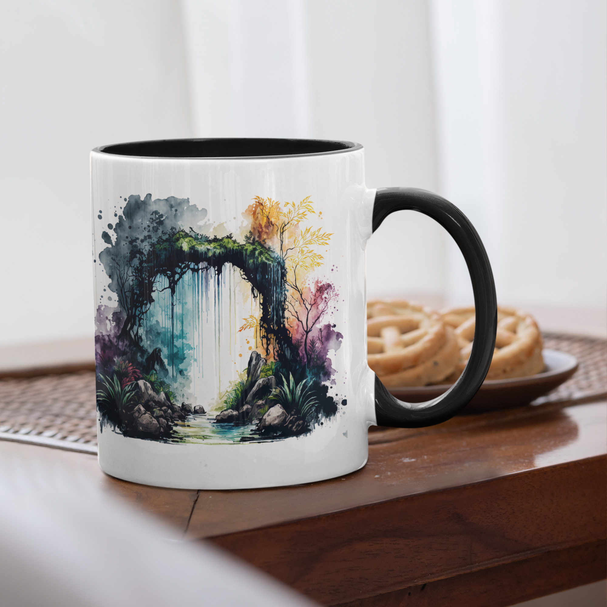 Watercolor Jungle Cruise Ceramic Mug | Ai Illustration Mug | Suluboya | Tabletop Game Accessories | DnD Coffee | RPG D&D gifts | Fantasy Art image 4