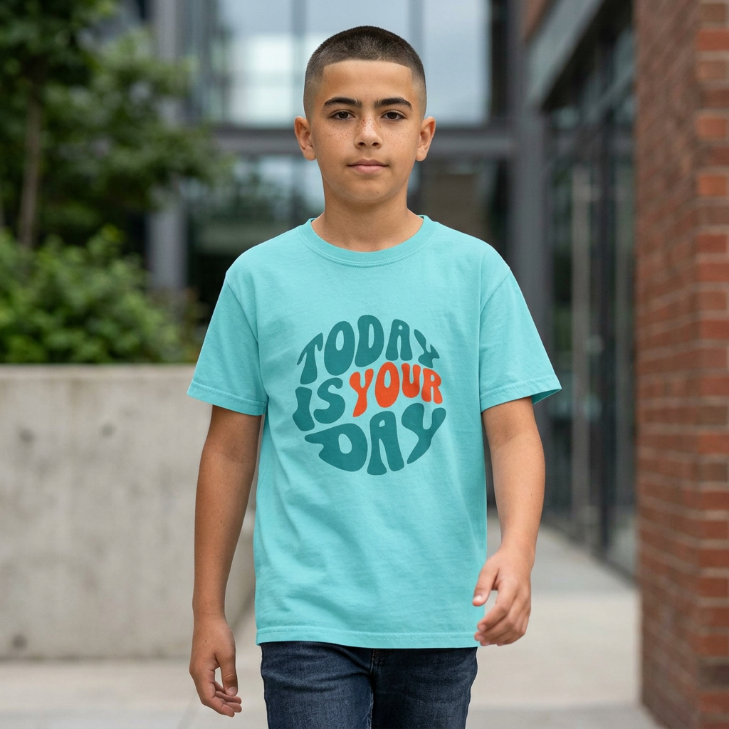 Today Is Your Day Youth Tee | Motivational Retro Script