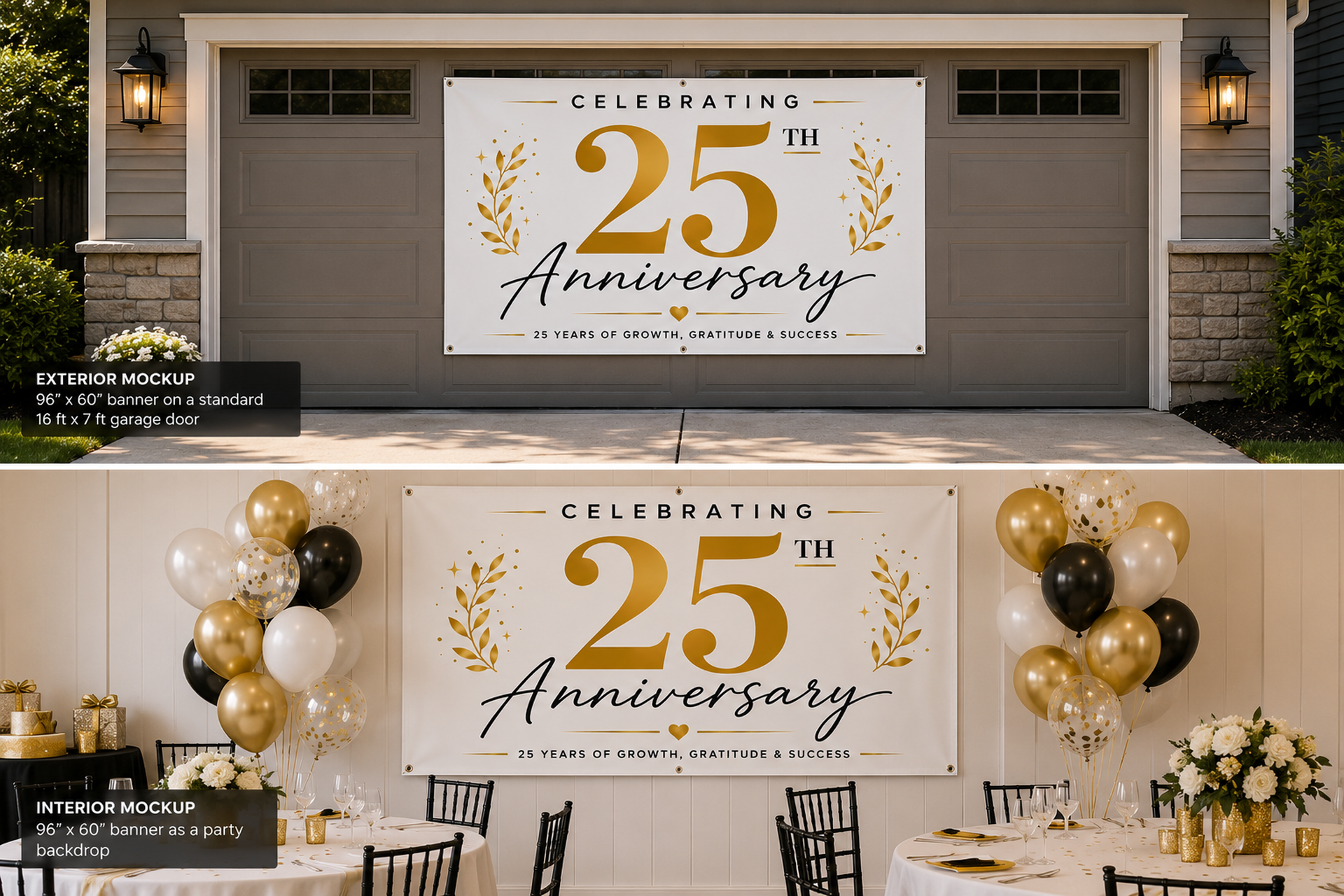 Personalized Anniversary Banner – Custom Year Elegant Outdoor Vinyl Banner