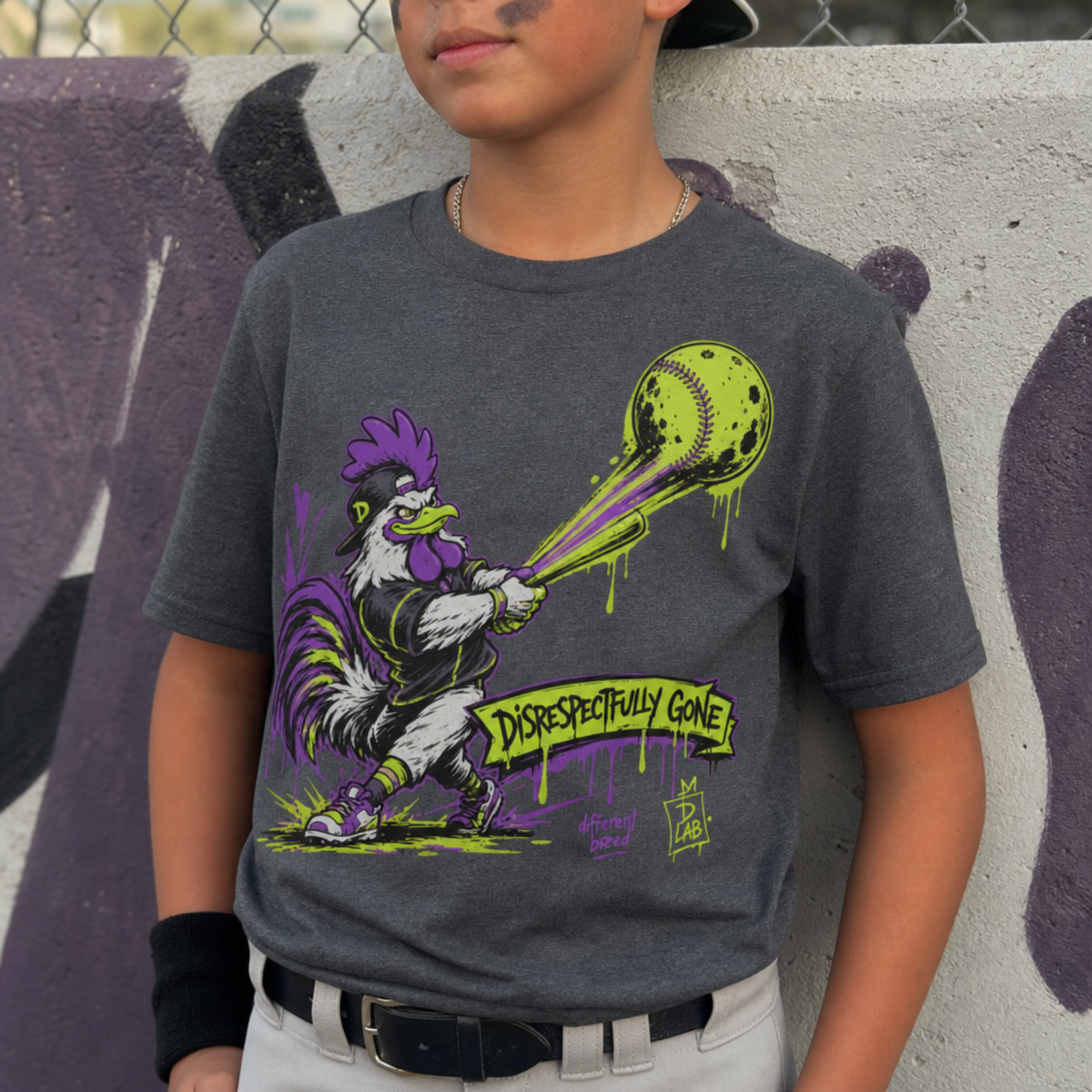 Bat Flip Baseball Tee - Disrespectfully Gone - Travel Ball Tee, Kids Baseball Tee