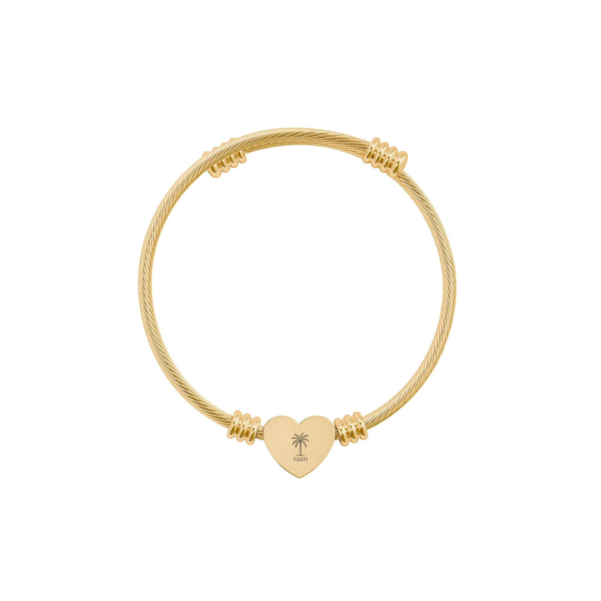 Engravable Heart Cuff Bracelet | Silver or Gold Cable Wire Bracelet