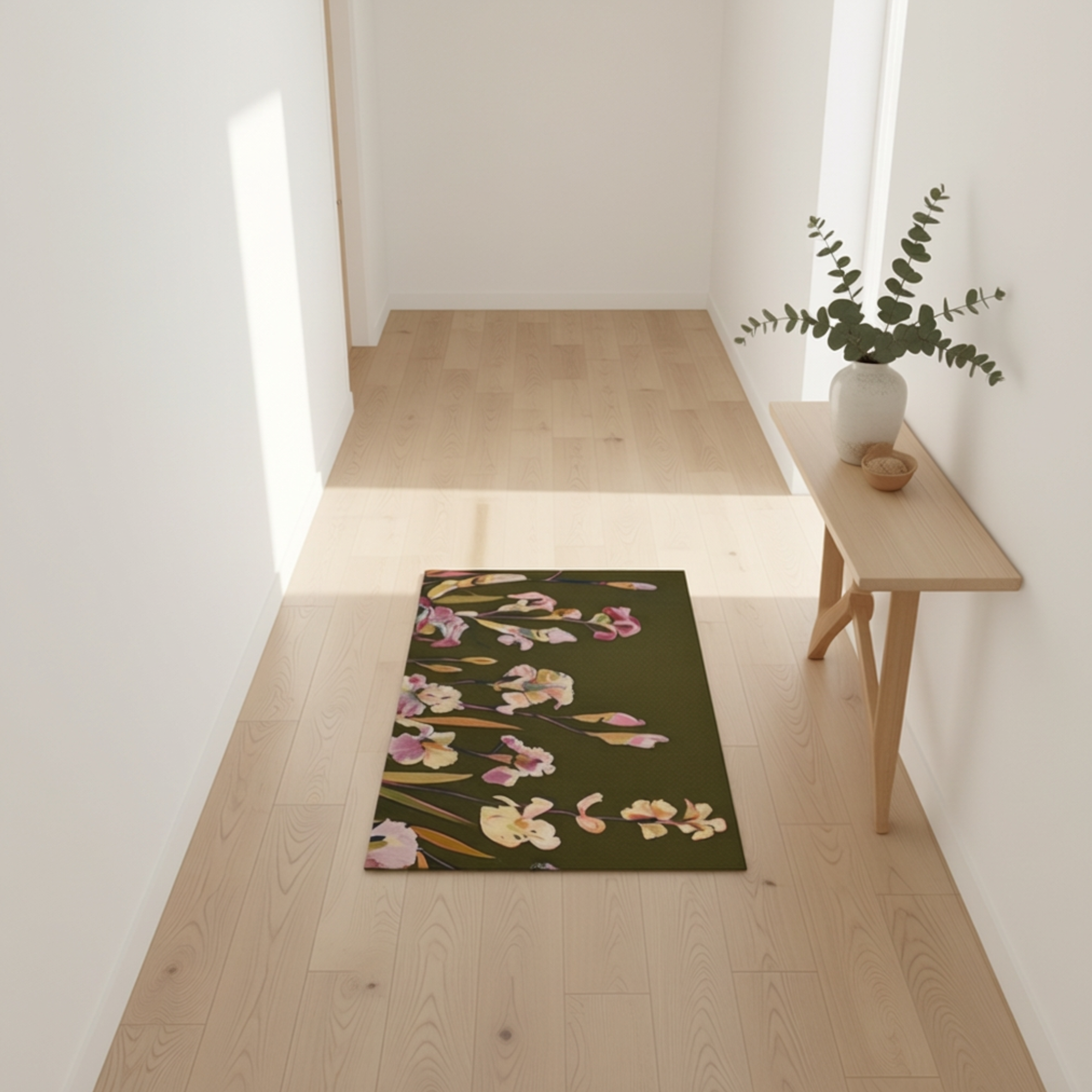 Washable Rug — Olive Floral Iris Doormat | Machine-Washable Entryway Rug product thumbnail image