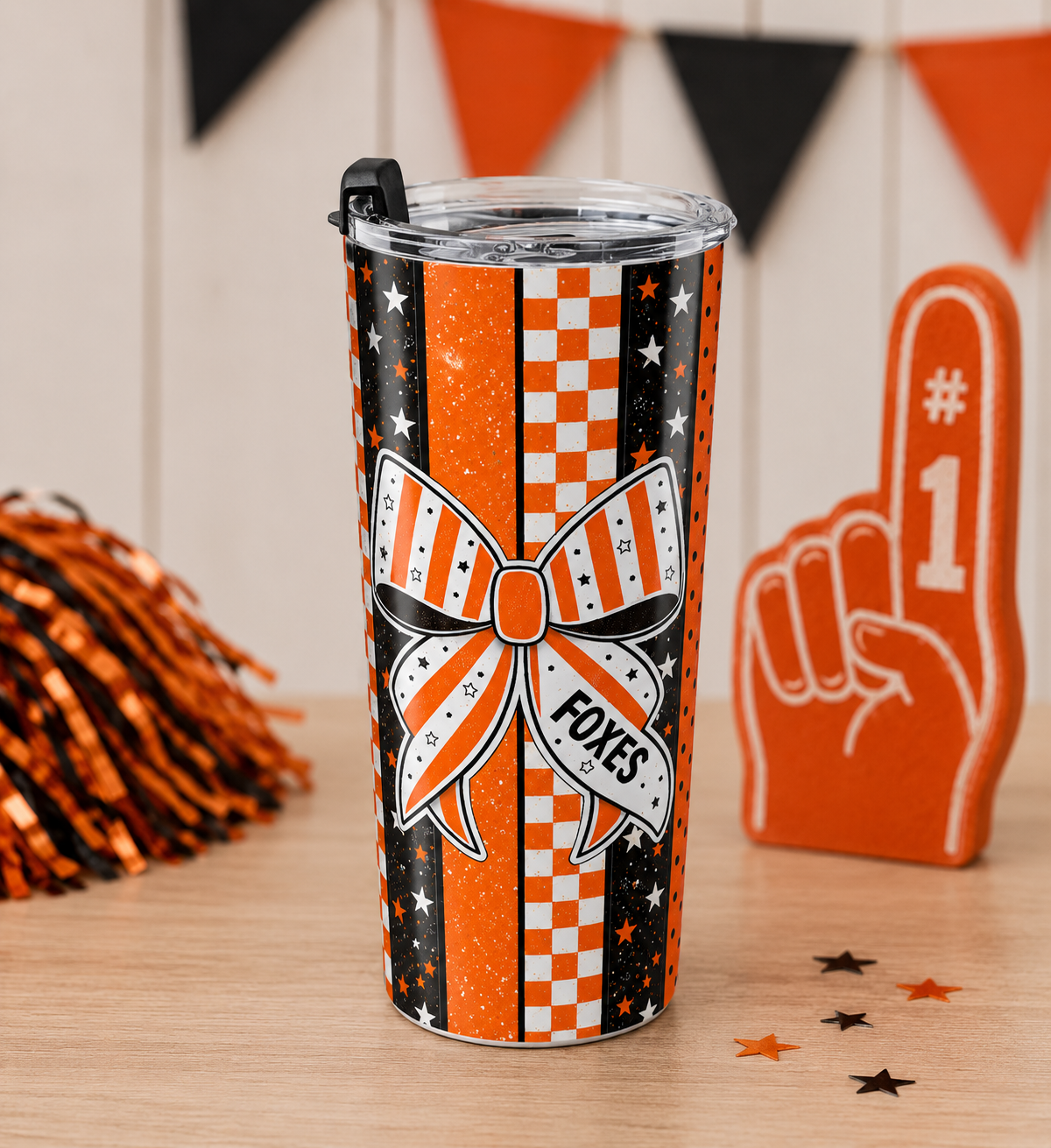 Foxes Bow/Stripe Tumbler 20 oz product thumbnail image