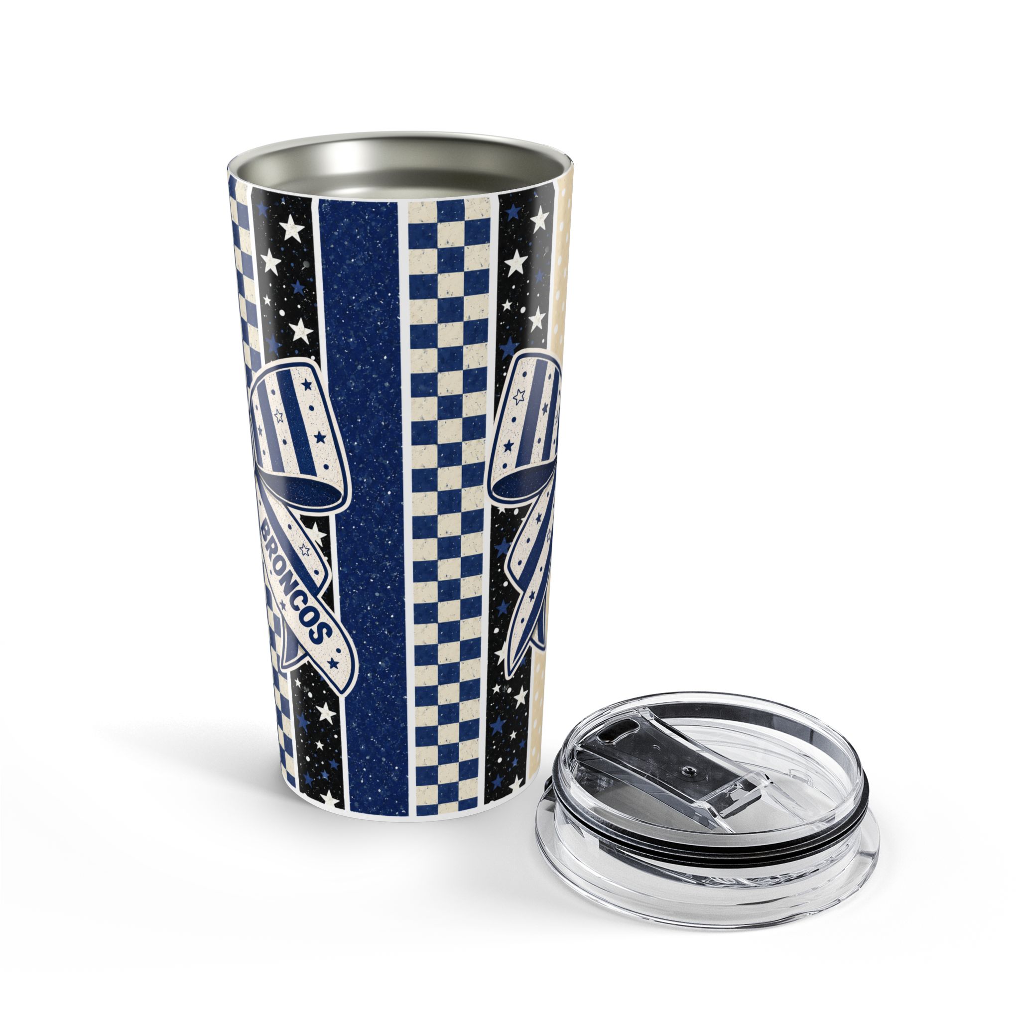 Broncos Bow/Stripes Tumbler 20 oz product thumbnail image Broncos Bow/Stripes Tumbler 20 oz product thumbnail image