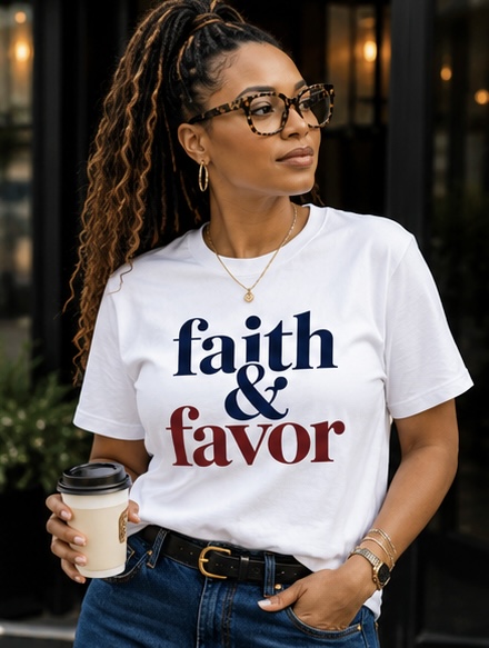 Faith and Favor Women’s Christian Statement Tee