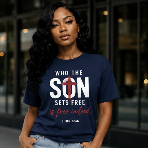 Who the Son Sets Free Women’s Christian Freedom Tee