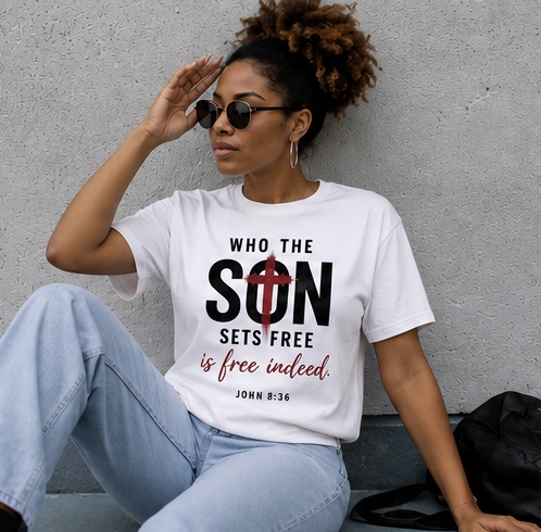 Who the Son Sets Free Women’s Christian Freedom Tee