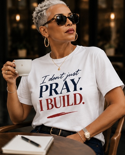 I Don’t Just Pray, I Build Women’s Christian Power Tee