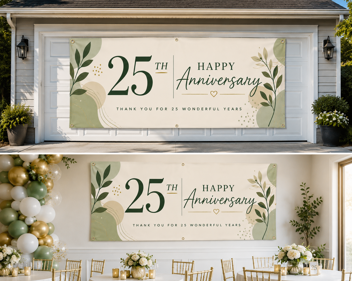 Personalized Anniversary Banner – Custom Year Festive Outdoor Vinyl Banner