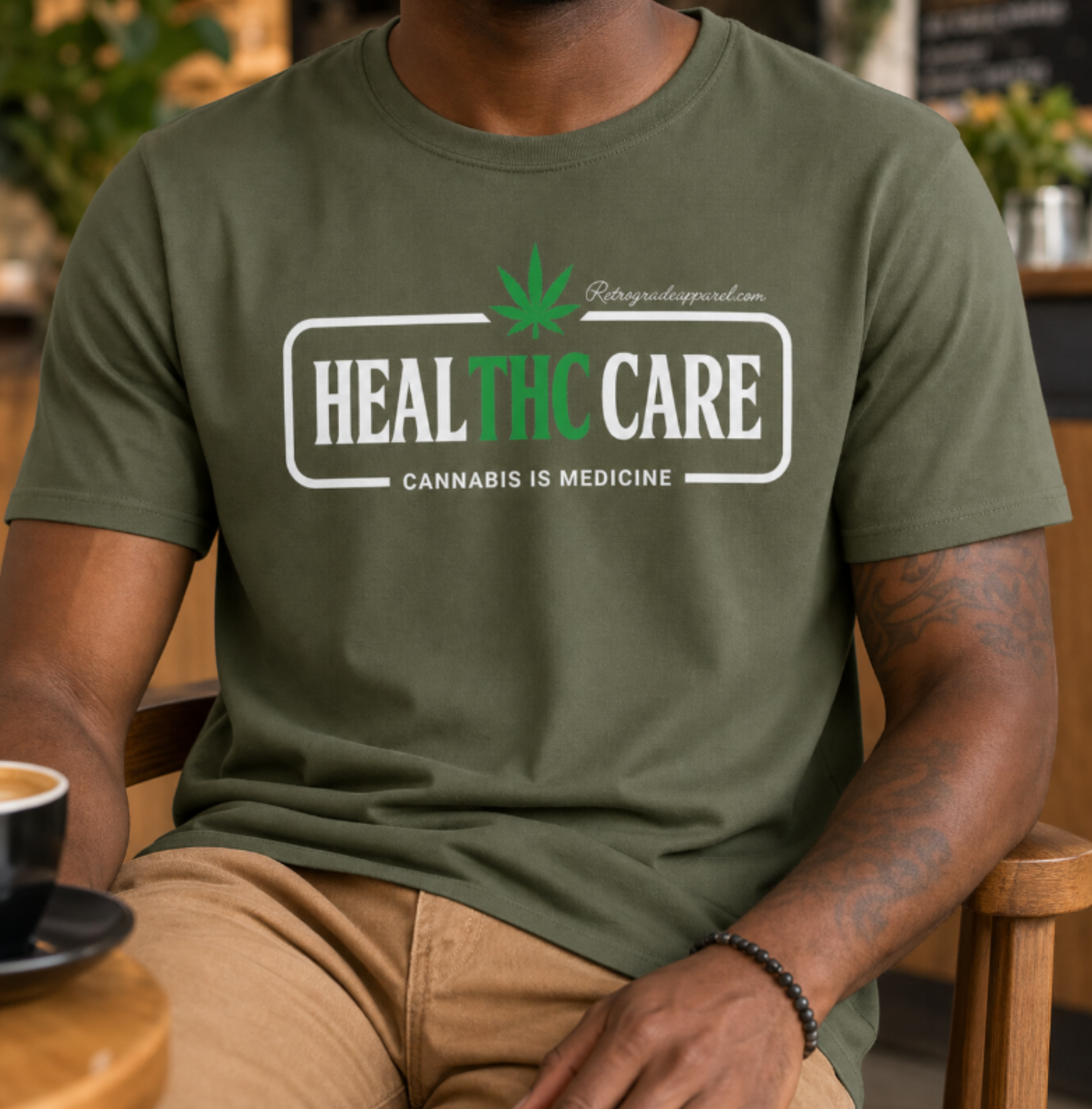 Healthcare: Cannabis Is Medicine T-Shirt – Military Green, M