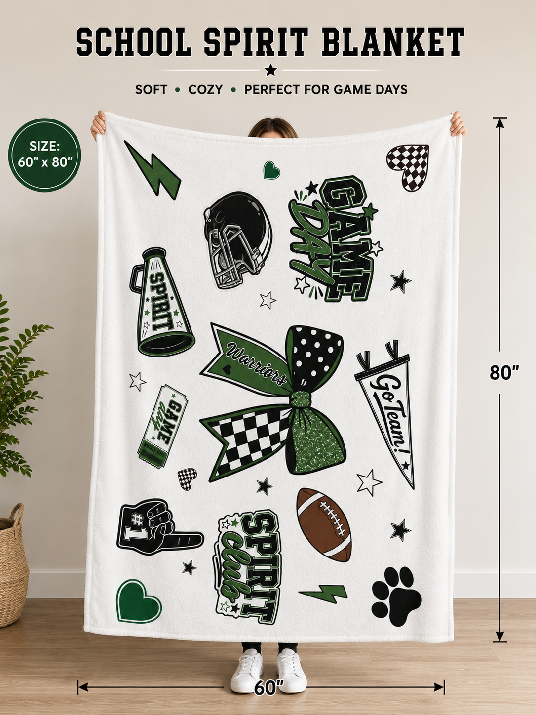 Personalized School Spirit Sherpa Fleece Blanket