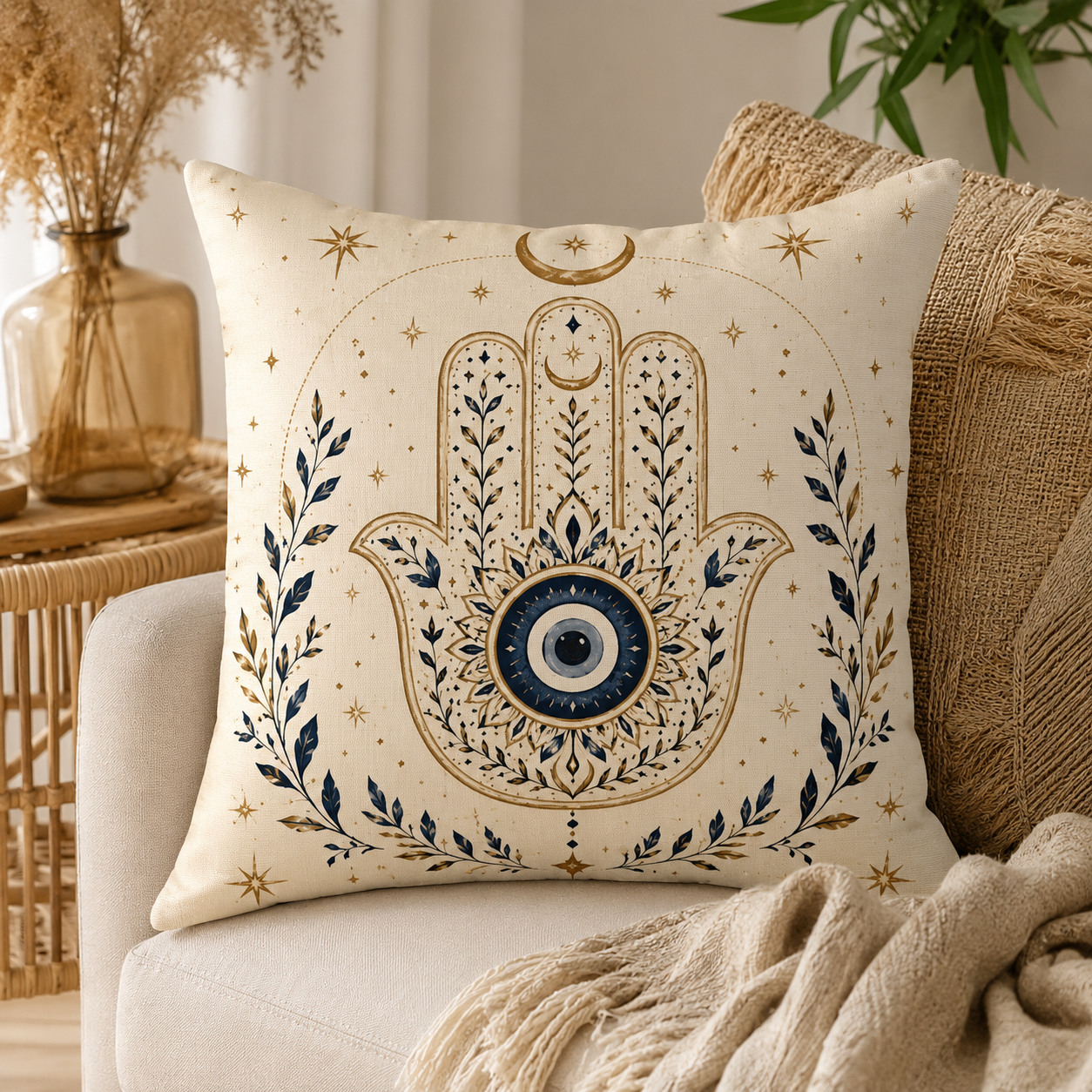 Hamsa Protection Pillow