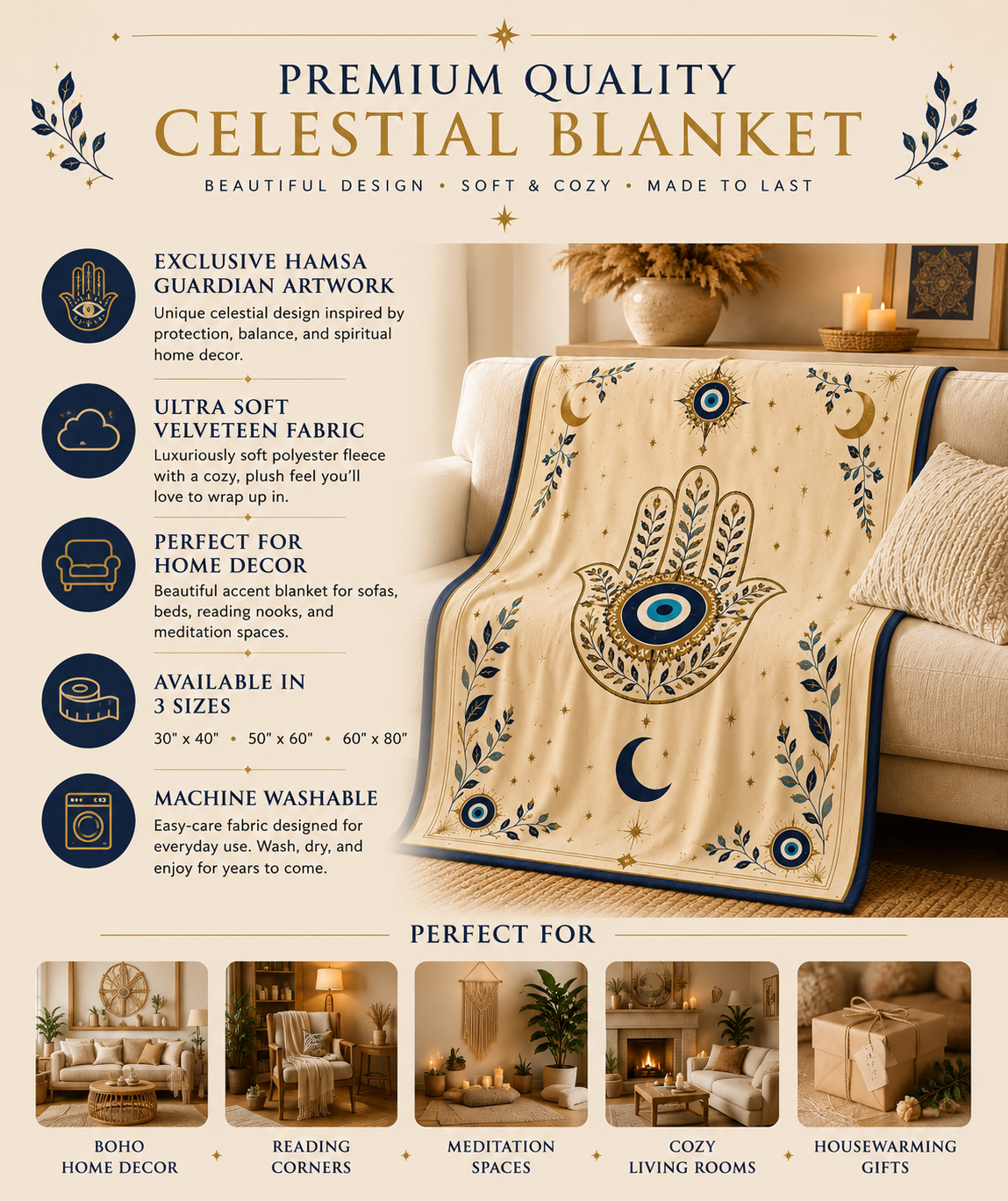 Hamsa Velveteen Throw detail 3