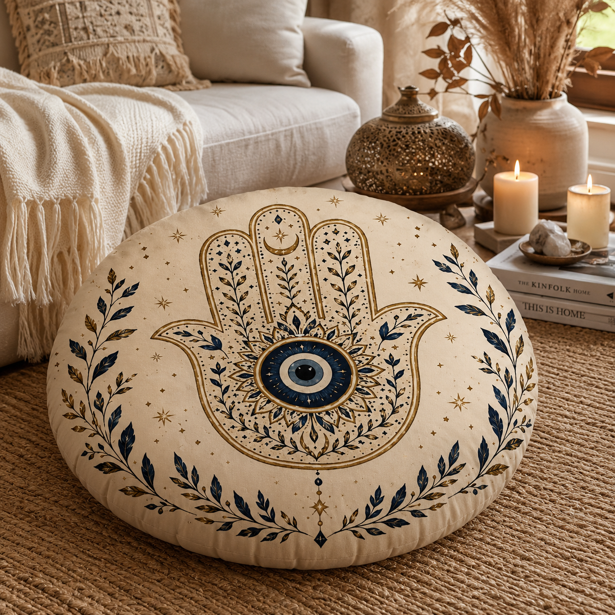 Hamsa Meditation Floor Cushion detail 2