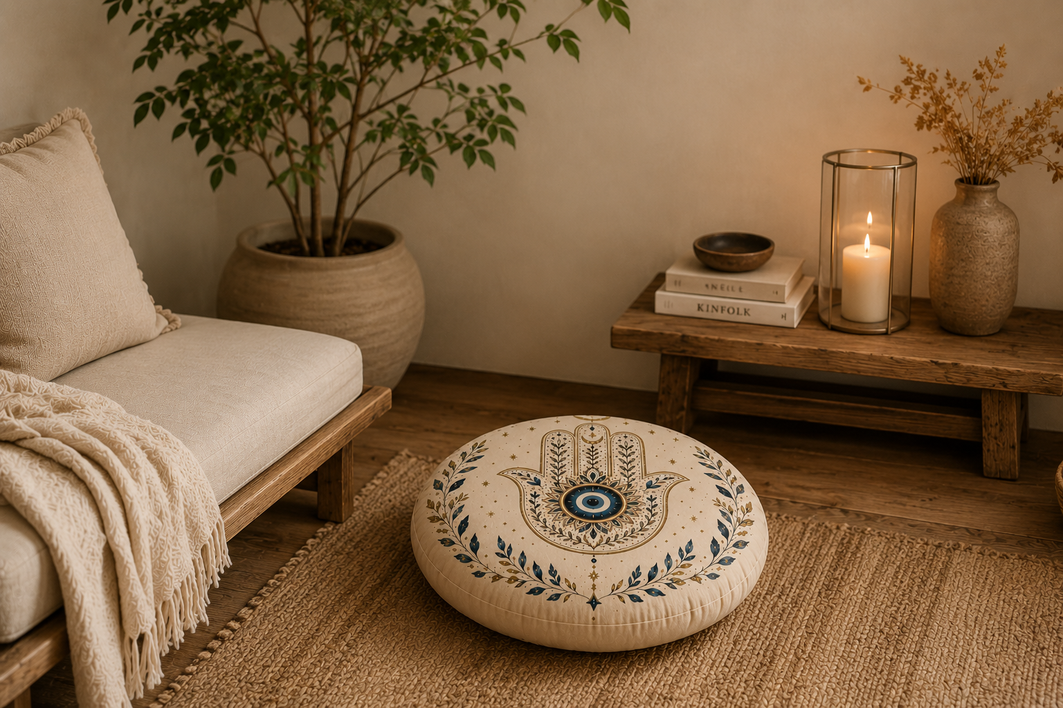 Hamsa Meditation Floor Cushion